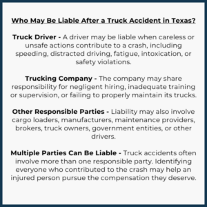 Who May Be Liable After a Truck Accident in Texas?